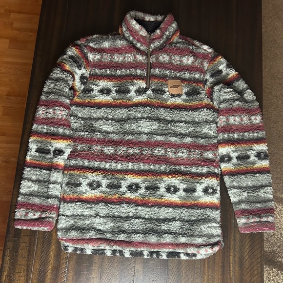 Men’s Western Print Fleece ¾ Zip Sweater - Picture 2 of 5